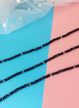 choker纯银短款项圈黑色尖晶石