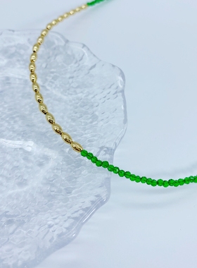 持久保色个性绿珠拼接项链