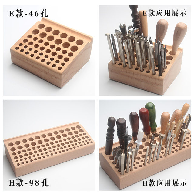 Handmade leather DIY46 holes/98 hole punching diamond chops beech veneer engraving and printing tool holder multi-function storage table