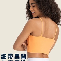 New yoga vest woman with chest cushion Sexy fine with beauty back fitness blouse with half-cut little harness yoga