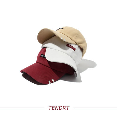 酒红色棒球帽纯棉软顶贴布夏白新款男女情侣原创刺绣遮阳鸭舌帽子 虎窝淘