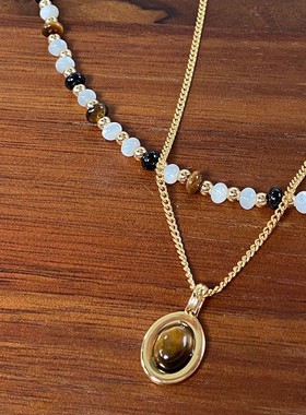 钛钢项链 串珠项链女小众轻奢复古ins锁骨链欧美网红高级配饰品