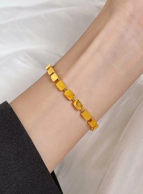 钛钢手链 气质简约字母方块手链女冷淡风ins不掉色精致百搭高级感