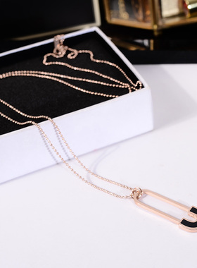 欧美别针设计CHIC中长女玫瑰金