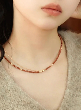 钛钢项链 冬日暖阳复古串珠项链女轻奢小众设计精致高级感锁骨链