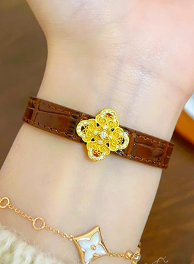 铜合金手链 新中式如意花窗表带手链女可调节百搭手环叠戴手饰品