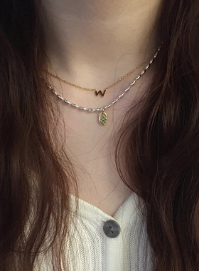 钛钢项链 简约M字母项链女轻奢小众精致锁骨链不掉色百搭时髦通勤