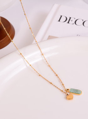 钛钢项链 韩国ins风精致蓝色爱心项链女小众气质百搭锁骨链不褪色