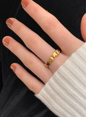 钛钢戒指 满圈蝴蝶戒指女设计感简约复古指环气质轻奢小众食指戒