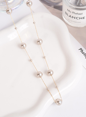 钛钢项链  满天星灰色珠子项链女不掉色锁骨链大气高级感颈链配饰