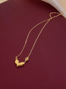 e生有你钛钢爱心项链女锁骨链