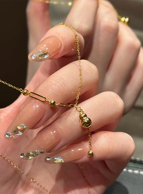 钛钢项链 轻奢精致小葫芦项链女ab链设计感百搭锁骨链不褪色首饰