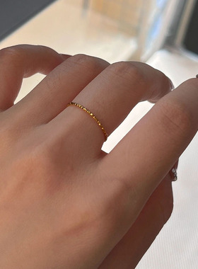 钛钢戒指 日韩叠戴简约车花极细闪亮戒指女不褪色百搭指环手饰品