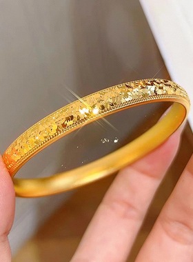 铜合金手镯 碎冰冰泥鳅背素圈手镯女实心镯子高品质手环高级手饰