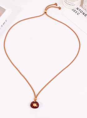 铜合金项链 新中式小胖福元宝项链女长款新年毛衣链配饰不褪色