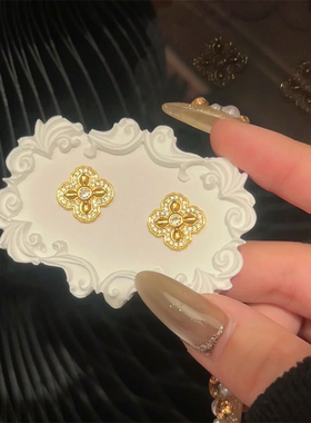 铜合金耳饰 精致气质金刚杵耳钉女复古轻奢耳环新中式百搭耳饰品