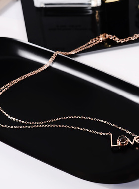 love种语言钛钢锁骨链抖音同款