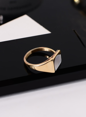 钛钢戒指 法式轻奢气质方形戒指女设计感小众开口指环不褪色手饰