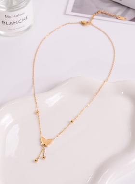 钛钢项链 流苏蝴蝶项链女高品质气质百搭锁骨链时尚设计不掉色