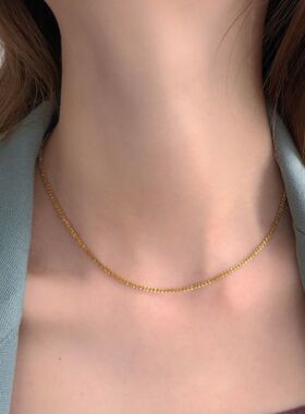精致超闪碎金子项链女钛钢不掉色