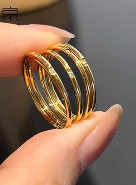 钛钢戒指 洗手不用摘！极细叠戴戒指女基础百搭简约ins潮素圈指环