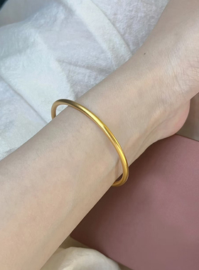 铜合金手镯 经典素圈实心手镯女高级感简约百搭叠戴镯子首饰