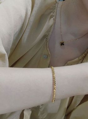 钛钢手链 洗手可戴 百搭小方糖手链女ins小众设计手串不掉色