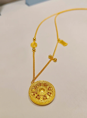 铜合金项链 新中式福字镂空八宝罗盘项链女精致轻奢锁骨链配饰品