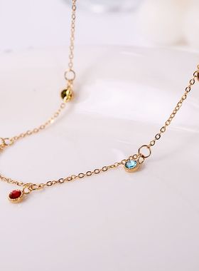 钛钢项链 百搭彩色项链女轻奢高级锁骨链基础简约气质配饰