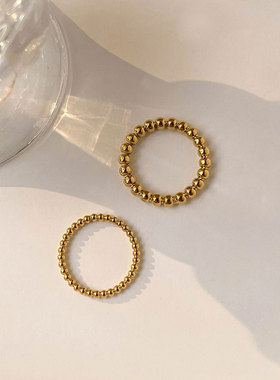 小圆珠戒指女叠戴转运珠素圈指环