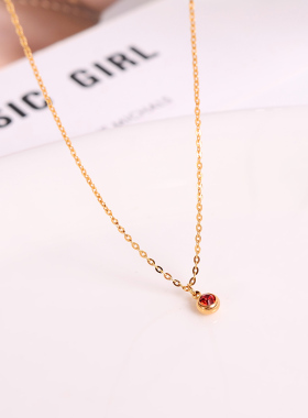 钛钢项链 迷你红色小豆豆项链女高级感简约新款锁骨链叠戴配饰品