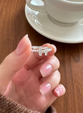 小众高级感S925纯银H字母戒指女