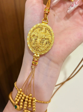 铜合金项链 新中式镂空花丝凤凰香囊流苏项链女手工编绳长款配饰