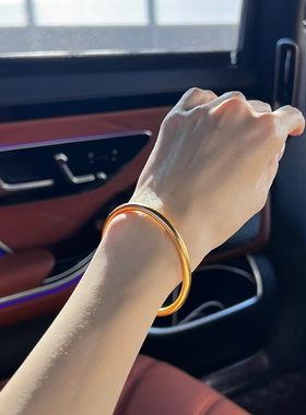 铜合金手镯 5mm经典素圈手镯女实心镯子手环百搭高级感首饰不褪色