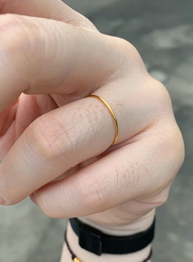 超细光面素圈戒指女不掉色叠搭