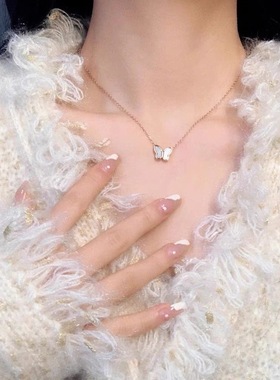 钛钢项链 蝴蝶项链女夏日小众ins风百搭简约锁骨链气质高级感配饰