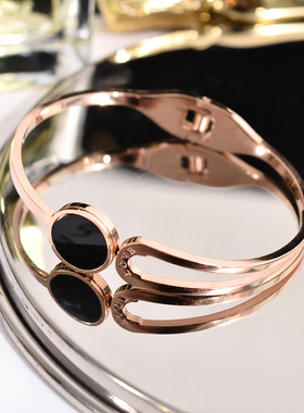 镀18k玫瑰金钛钢彩金防褪色手链