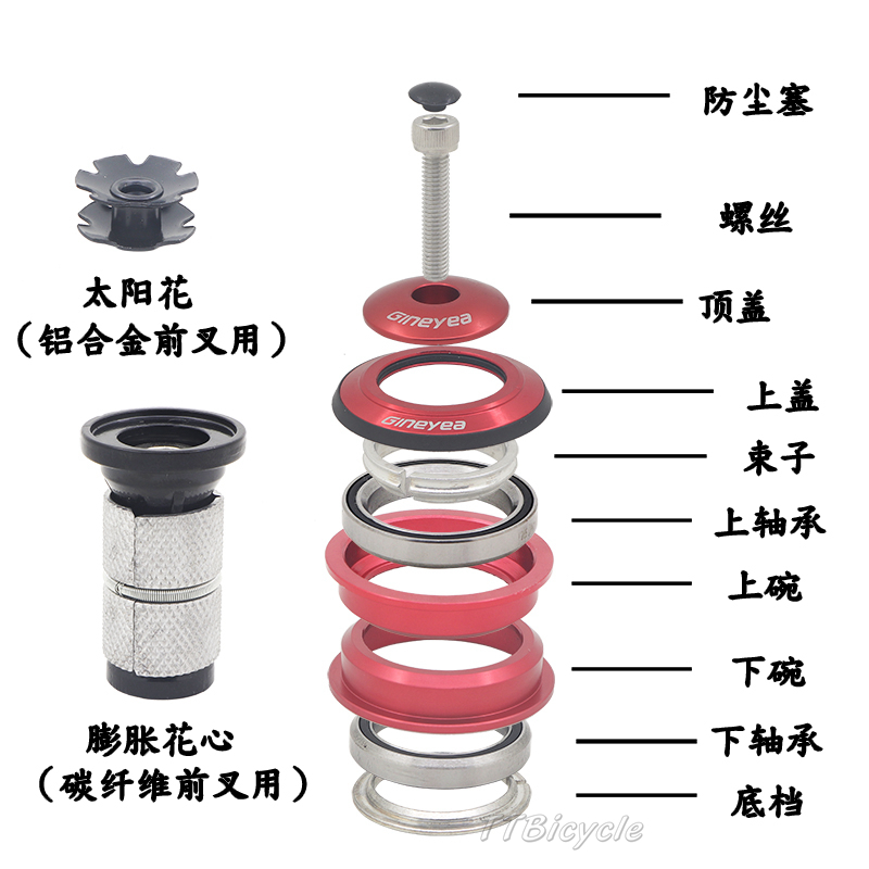 景晔锥形头管碗组44-55mm44/55mm 44-56mm自行车碗组直管培林腕组 - 图1