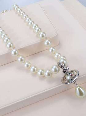 西太后薇薇安水滴珍珠土星项链