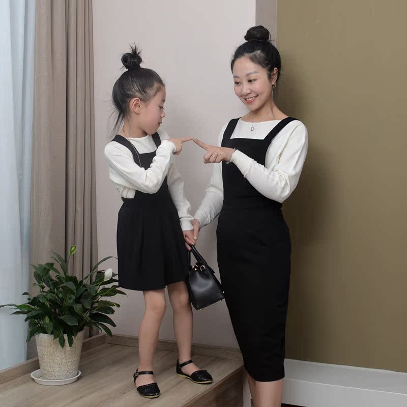 新款母女装套装亲子毛衣背带裙女童裙 2018 佑伽亲子装春装 新款母女装套装亲子毛衣背带裙女童裙 2018 佑伽亲子装春装