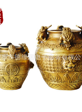 批发聚宝盆摆件缘居 铜金蟾四方德 工艺礼品