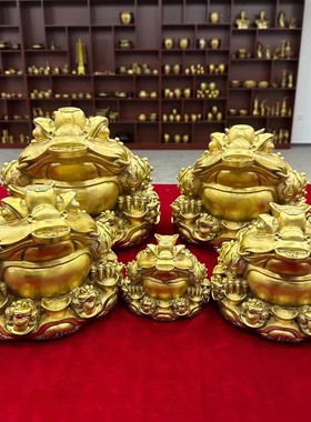 工艺品金蟾摆件三脚金蟾吐钱招财蟾蜍铜器黄铜开业礼品厂家批发