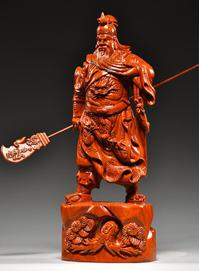 适用花梨木雕关公摆件大号财神爷神像家居客厅装饰红木工艺品开业