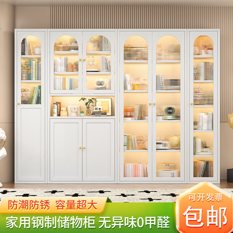 客厅家具钢制书柜带玻璃门防尘书架铁艺储物柜立柜展示柜办公书柜,淘宝优惠券,粉丝福利购,淘宝优惠卷