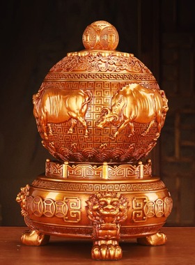 适用九转乾坤鼎摆件招财转运生肖牛年办公室乔迁开业礼物客厅酒柜