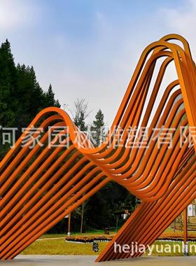 发光雕塑镜面不锈钢月亮圆环镂空凉亭廊架鹿学校园林广场景观摆件