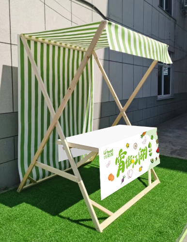 移动货架夜市摆摊市集促销架木质顶棚货架折叠木架集市摊位展示架 - 图0