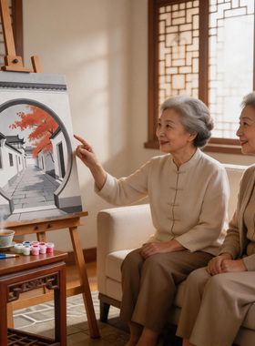 益启画新中式园林风景DIY油画