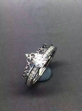 私人订制  18k白女神款金鸿盛皇冠钻戒女生520情侣礼物戒指工费