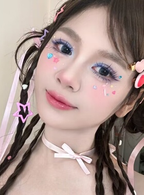 彩色免胶假睫毛高饱和夹心蓝色紫